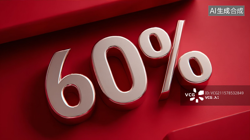【AI数字艺术】60%符号，打折促销百分比符号，百分比，电商，电子商务，打折促销图片素材