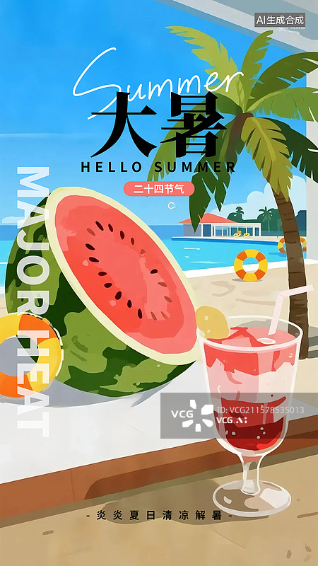 【AI数字艺术】大暑海报图片素材