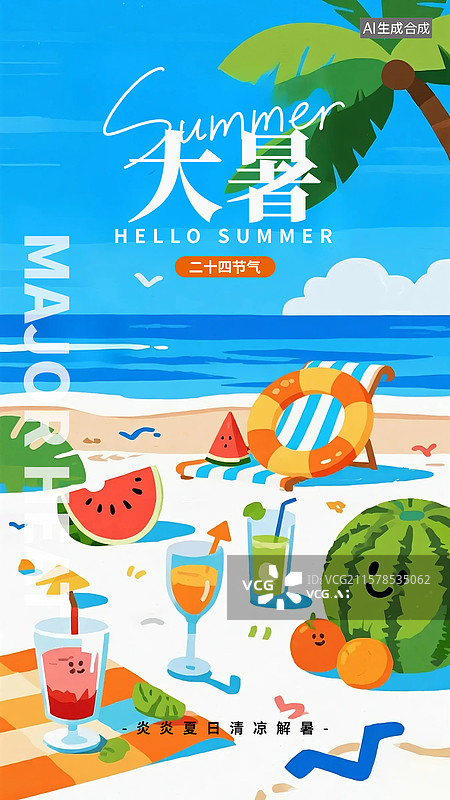 【AI数字艺术】大暑海报图片素材