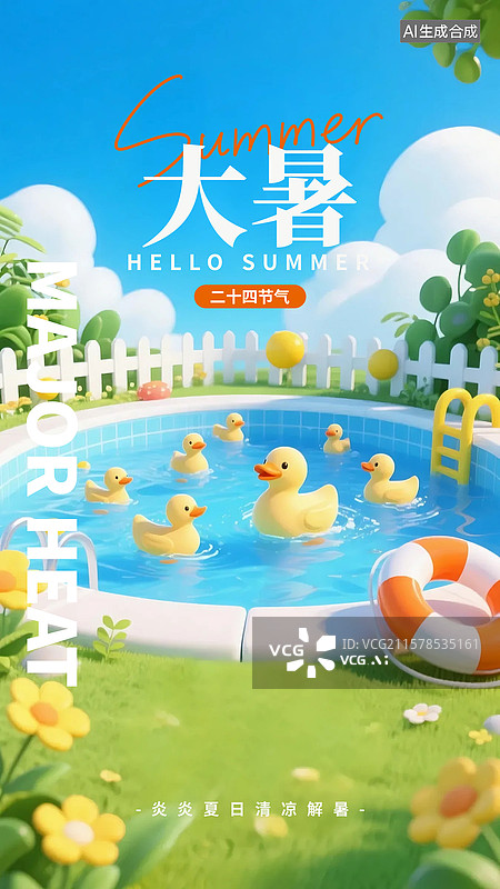 【AI数字艺术】大暑海报图片素材