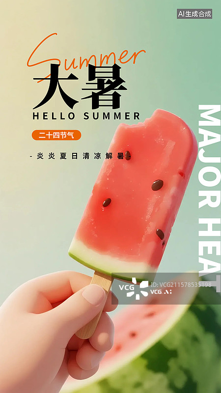 【AI数字艺术】大暑海报图片素材