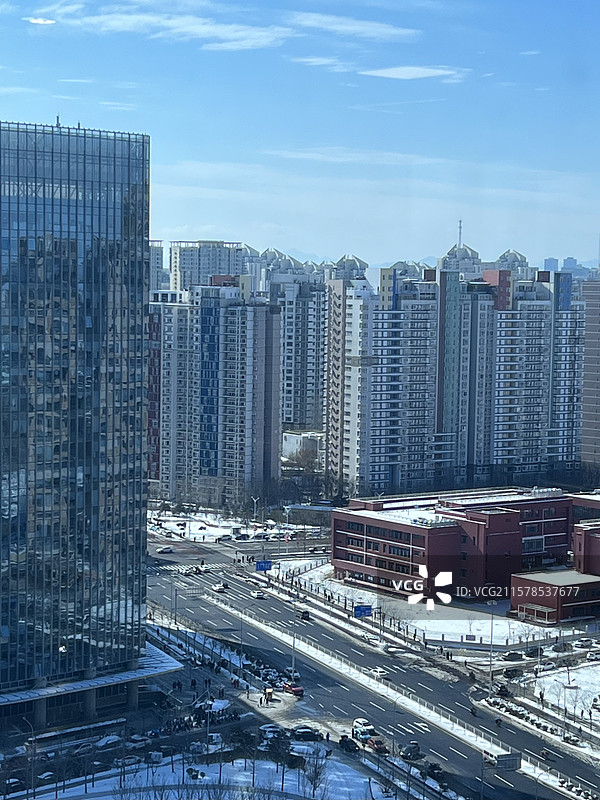 北京望京CBD高视角 城市建筑 冬天 高楼大厦 写字楼 办公楼图片素材