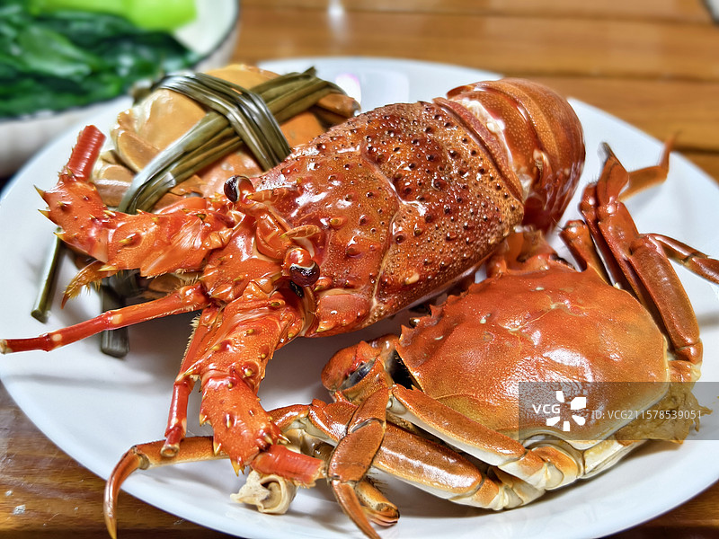 龙虾螃蟹美食清蒸摆盘图片素材