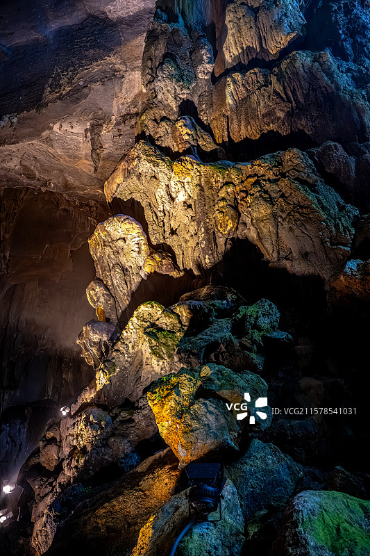 玉华洞 第一洞厅：白云洞 喀斯特地貌溶洞 福建三明将乐县玉华古洞风景名胜图片素材