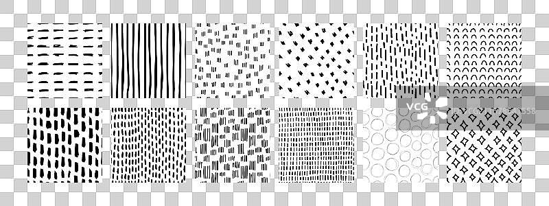 多功能的黑白无缝图案组合图片素材