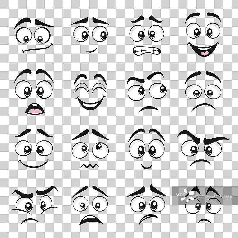 有趣的平面卡通表情脸谱集图片素材