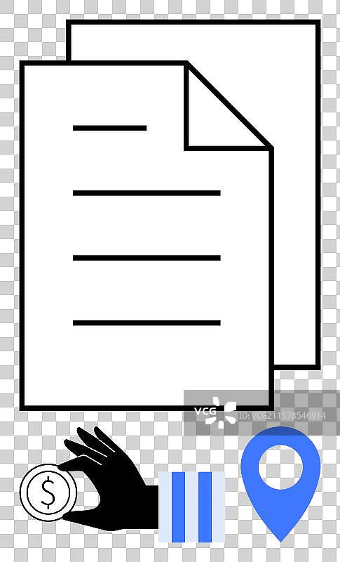 带有货币交易位置标记的文件图片素材