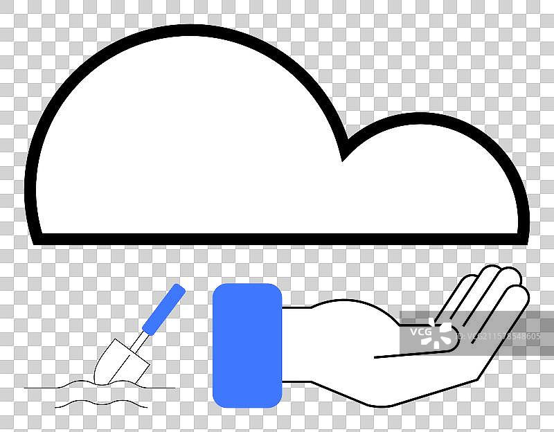 云朵与一只手提供支持和一个小物体图片素材