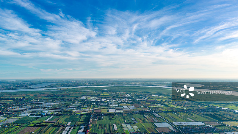 长江荆江段牛轭湖及农业风光图片素材