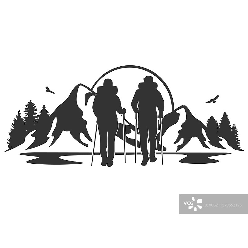 徒步旅行剪贴画设计形状图片素材