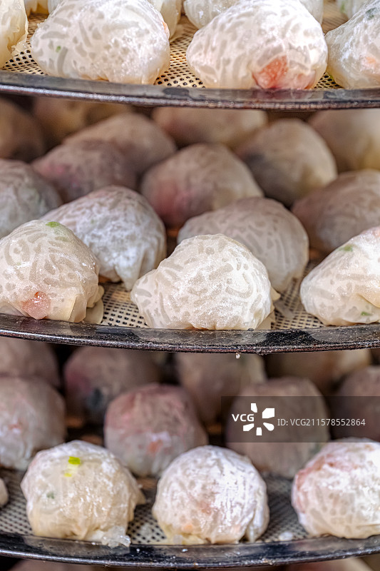 沙县小吃 水晶烧麦 用轻薄的面皮包裹粉丝 佳兰烧麦 福建省三明市旅游 舌尖上的中国 风味人间图片素材