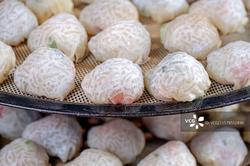 沙县小吃 水晶烧麦 用轻薄的面皮包裹粉丝 佳兰烧麦 福建省三明市旅游 舌尖上的中国 风味人间图片素材