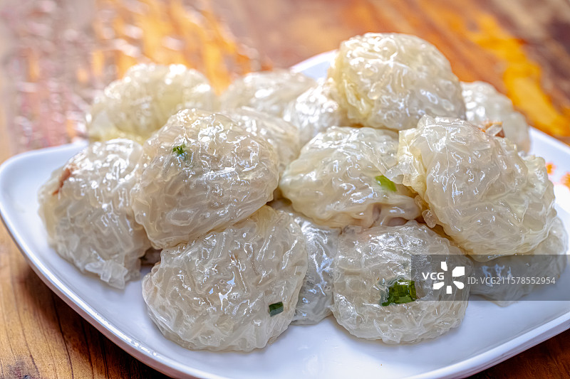 沙县小吃 水晶烧麦 用轻薄的面皮包裹粉丝 佳兰烧麦 福建省三明市旅游 舌尖上的中国 风味人间图片素材