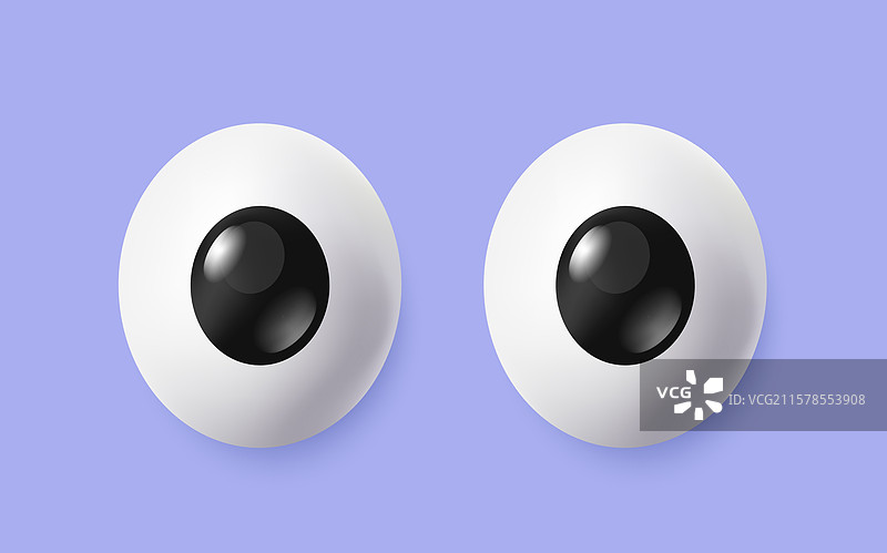 大眼睛的3D卡通图标或漫画表情符号图片素材