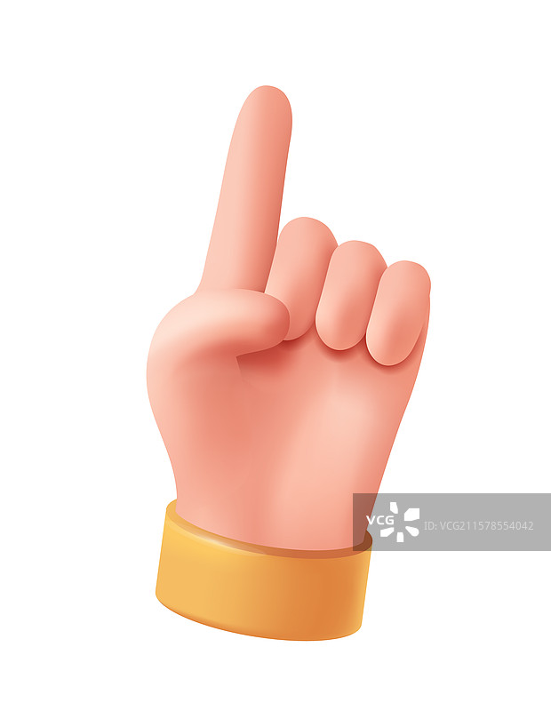 3D手指图标卡通手臂竖起食指图片素材