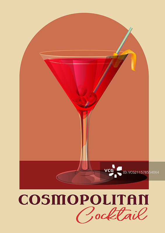 复古鸡尾酒海报，极简现代风格图片素材