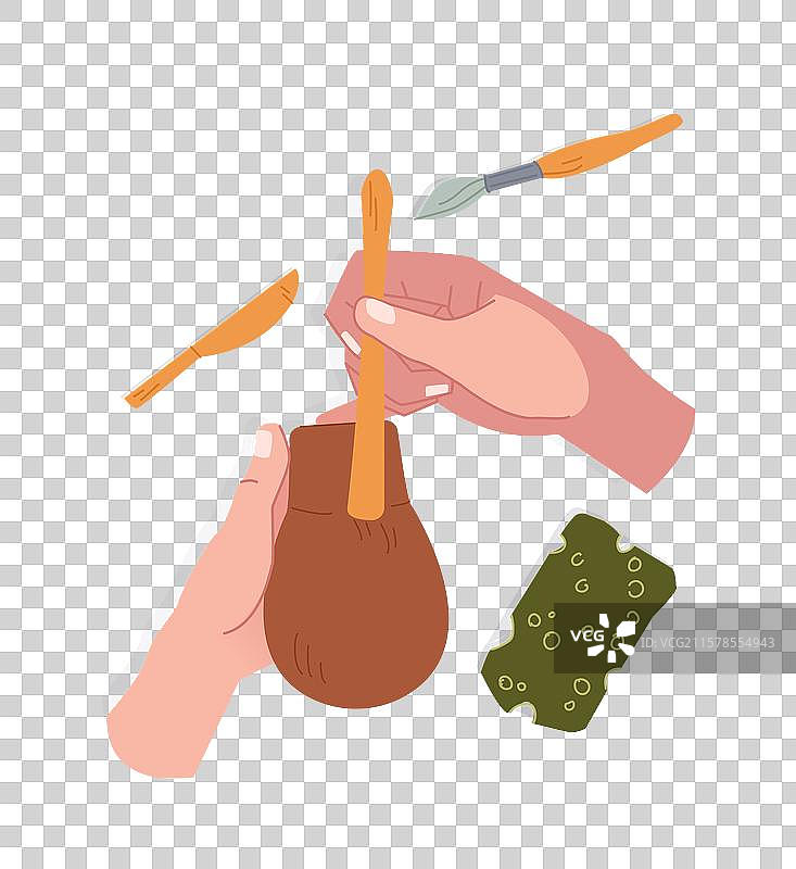 手工缝纫的俯视图图片素材