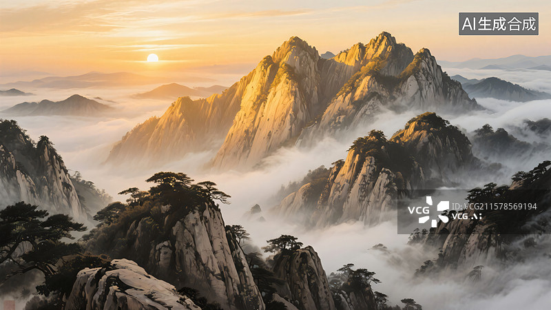 【AI数字艺术】泰山日出之美图片素材