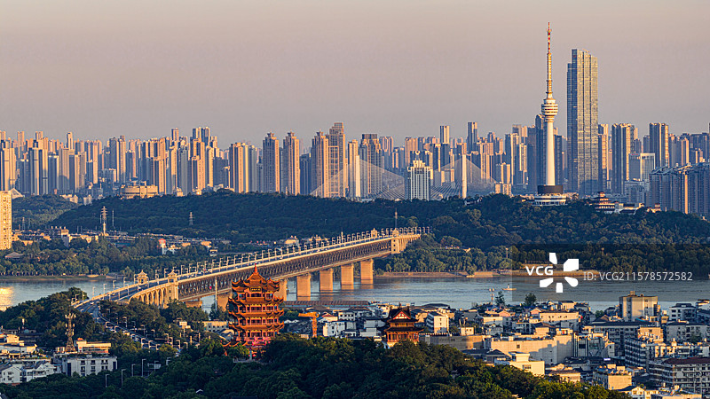 武汉内环清晨全景图片素材