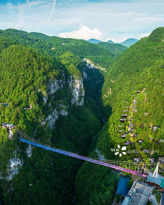 国家4A景区湖北恩施地心谷玻璃桥网红打卡点图片素材