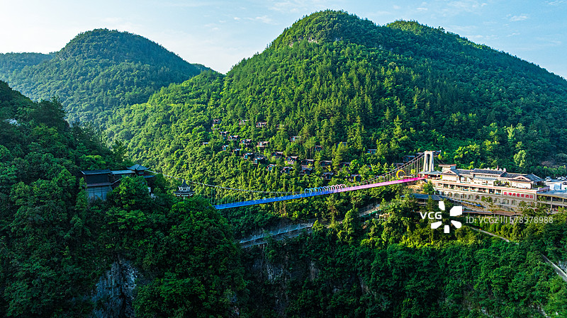 国家4A景区湖北恩施地心谷玻璃桥网红打卡点图片素材
