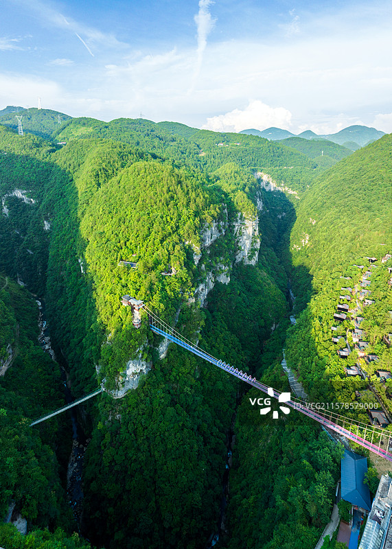 国家4A景区湖北恩施地心谷玻璃桥网红打卡点图片素材
