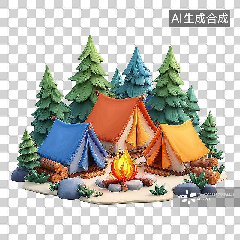 【AI数字艺术】户外露营篝火帐篷图片素材