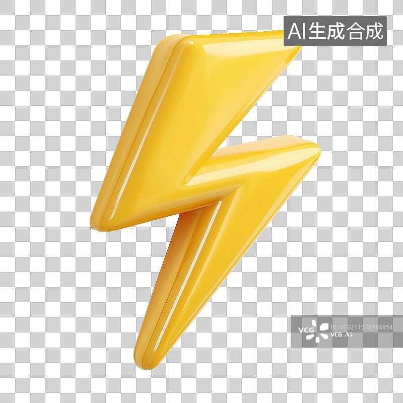 【AI数字艺术】黄色闪电图标图片素材