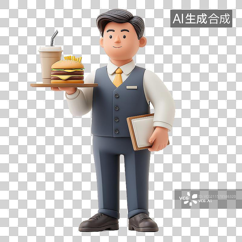 【AI数字艺术】餐厅服务员正在送餐图片素材