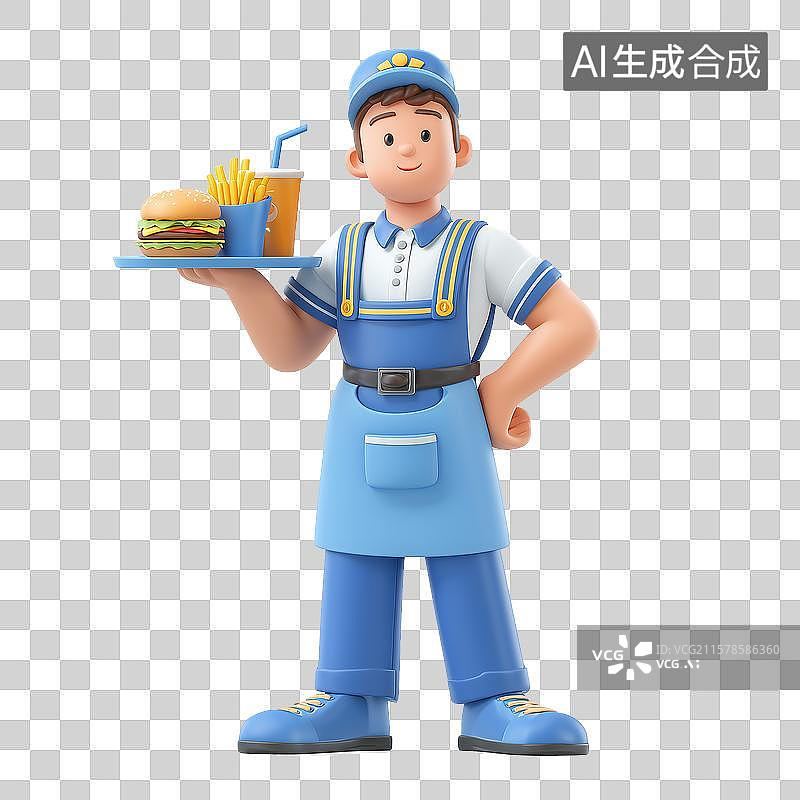 【AI数字艺术】餐厅服务员正在送餐图片素材
