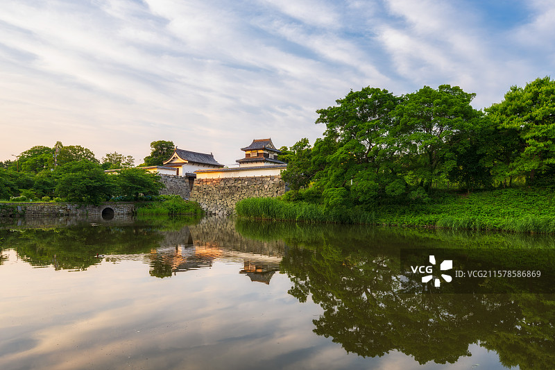 日本福冈，福冈城迹，福冈城遗址，江户时代平山城，舞鹤城，舞鹤公园，日本国家指定史迹及百名城之一，夏季图片素材