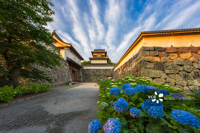 日本福冈县，福冈城迹，福冈城遗址，江户时代平山城，下之桥御门，日本国家指定史迹及百名城之一，舞鹤公园图片素材