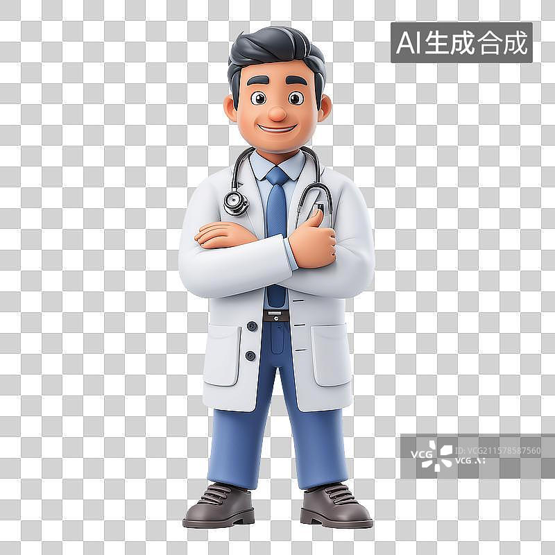 【AI数字艺术】戴着听诊器的专业医生形象照图片素材