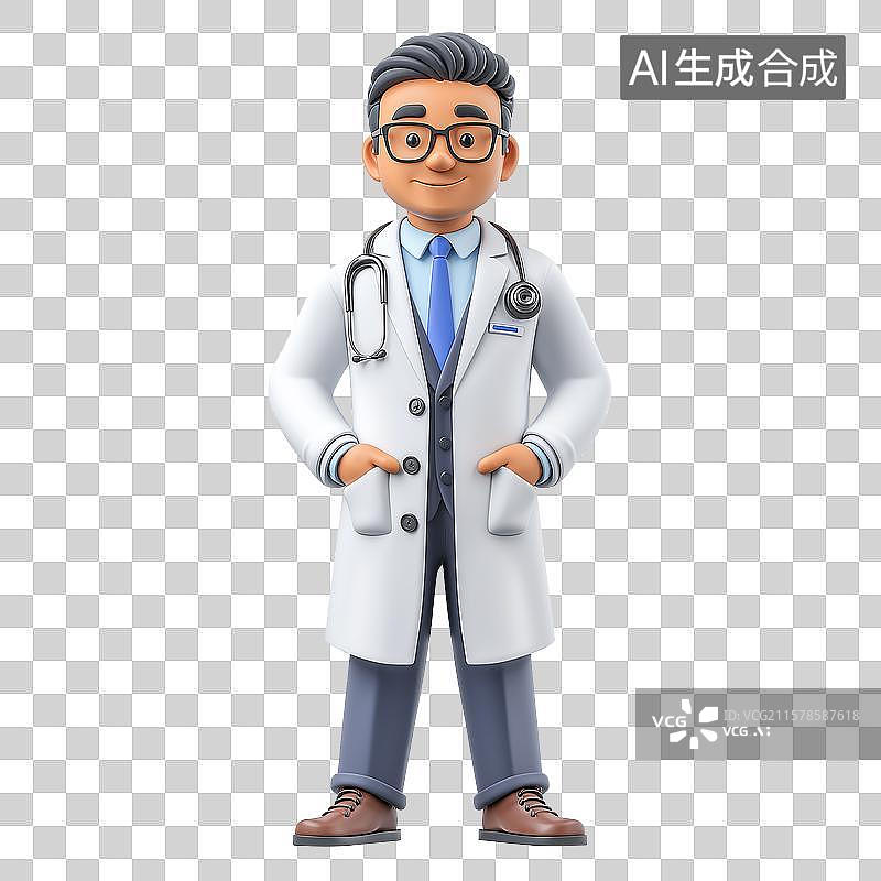 【AI数字艺术】戴着听诊器的专业医生形象照图片素材