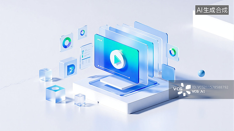 【AI数字艺术】3d视频播放模块场景图片素材