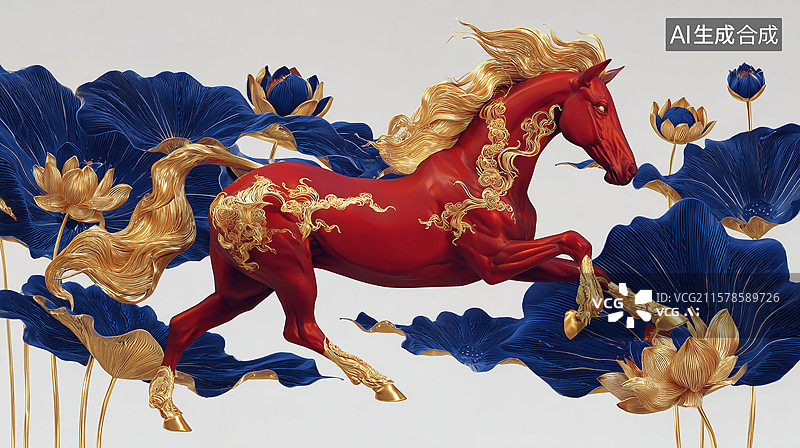 【AI数字艺术】骏马，2026马年，马年大吉图片素材