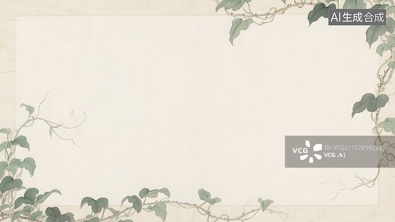 【AI数字艺术】水墨画藤类装饰植物绿萝环绕图片素材