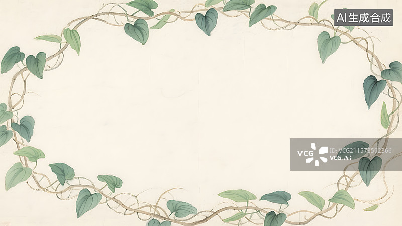 【AI数字艺术】水墨画藤类装饰植物绿萝最大图片素材