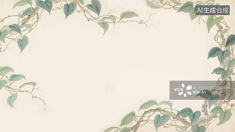 【AI数字艺术】水墨画藤类装饰植物绿萝最大图片素材