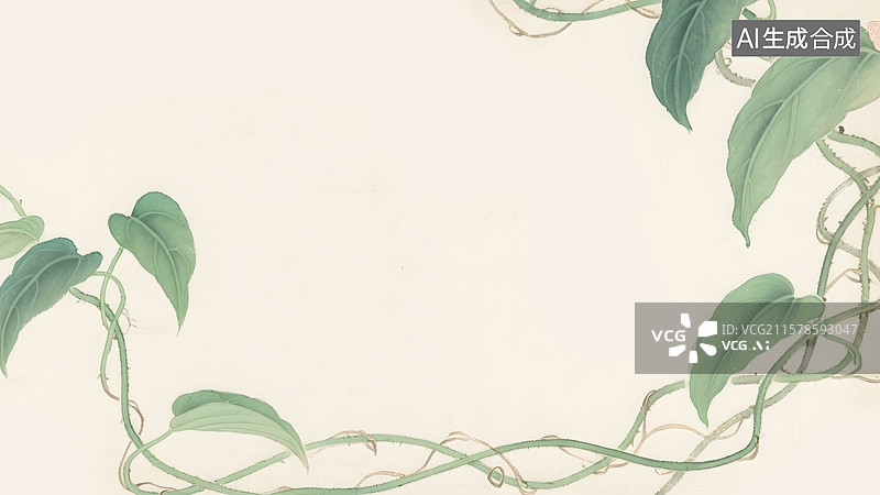 【AI数字艺术】水墨画藤类装饰植物绿萝最大图片素材