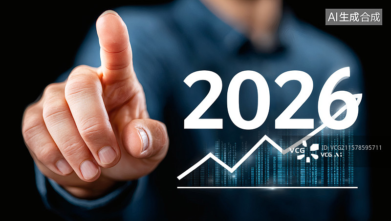 【AI数字艺术】手指前2026上升曲线图片素材