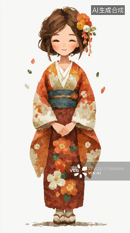 【AI数字艺术】身穿和服的女子图片素材