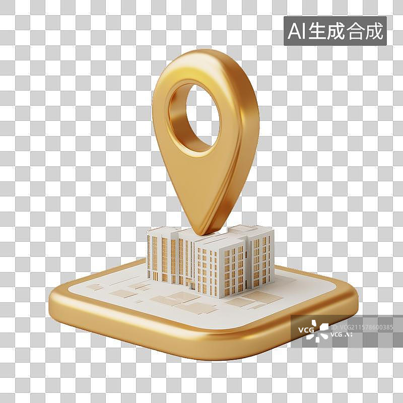 【AI数字艺术】金色3D位置地标图片素材