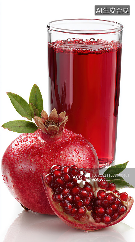 【AI数字艺术】石榴与石榴汁的清新组合图片素材