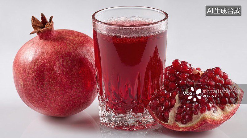 【AI数字艺术】石榴与石榴汁的清新组合图片素材