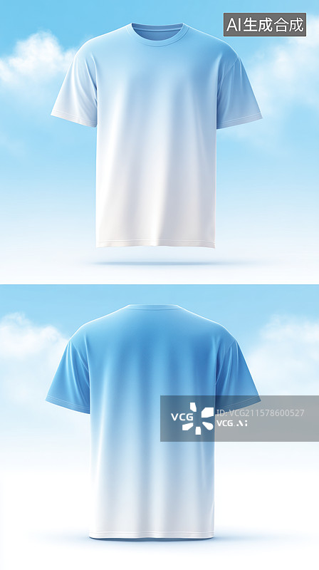 【AI数字艺术】白色T恤正反面展示图图片素材