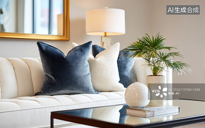 【AI数字艺术】沙发前茶几上放着花瓶图片素材