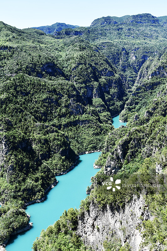 河南省焦作市峰林峡景区的翡翠湖图片素材