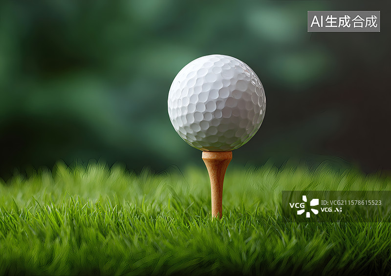【AI数字艺术】草地上的高尔夫球特写图片素材