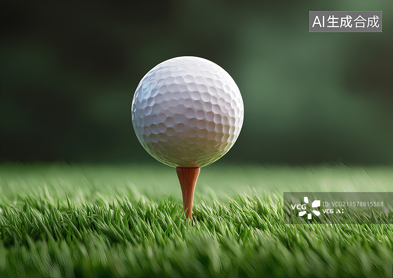 【AI数字艺术】草地上的高尔夫球特写图片素材